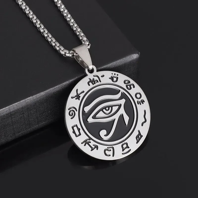 Eye of Horus, Eye of God Necklace, Rotatable Evil Eye Pendant, Men'S Trendy Retro Weird Egyptian Amulet Jewelry