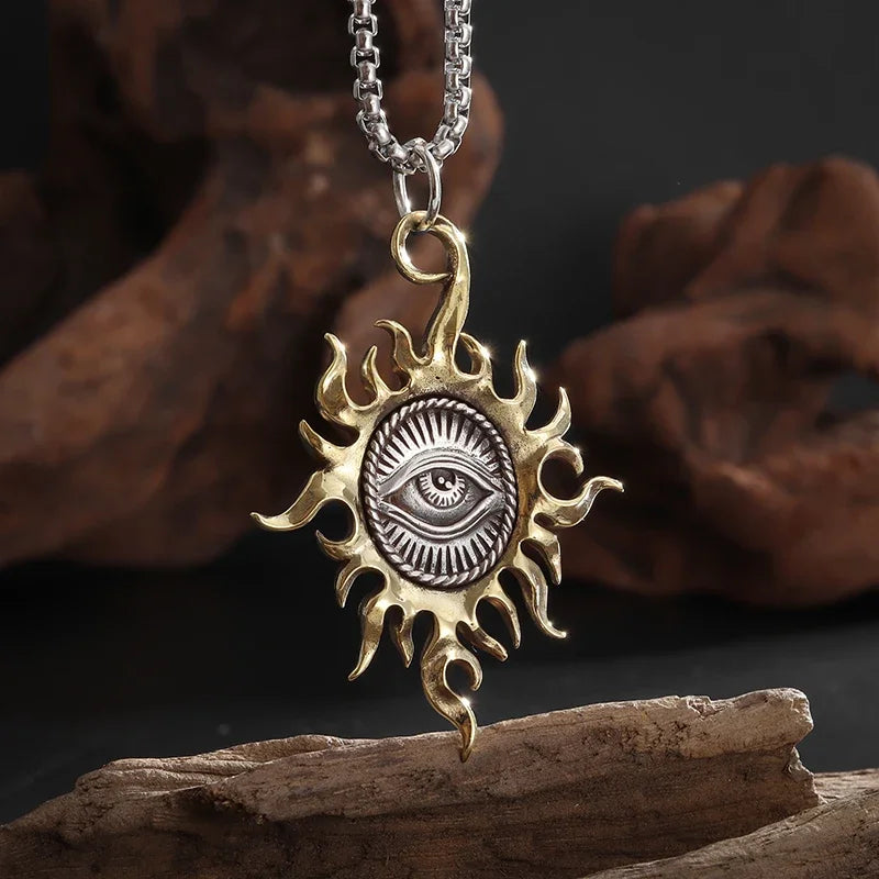 Eye of Horus, Eye of God Necklace, Rotatable Evil Eye Pendant, Men'S Trendy Retro Weird Egyptian Amulet Jewelry