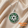Hebrew Shema Yisrael Prayer Engraved Star of David Necklace for Men Women Eilat Stone Medallion Jewish Religious Amulet Jewelry