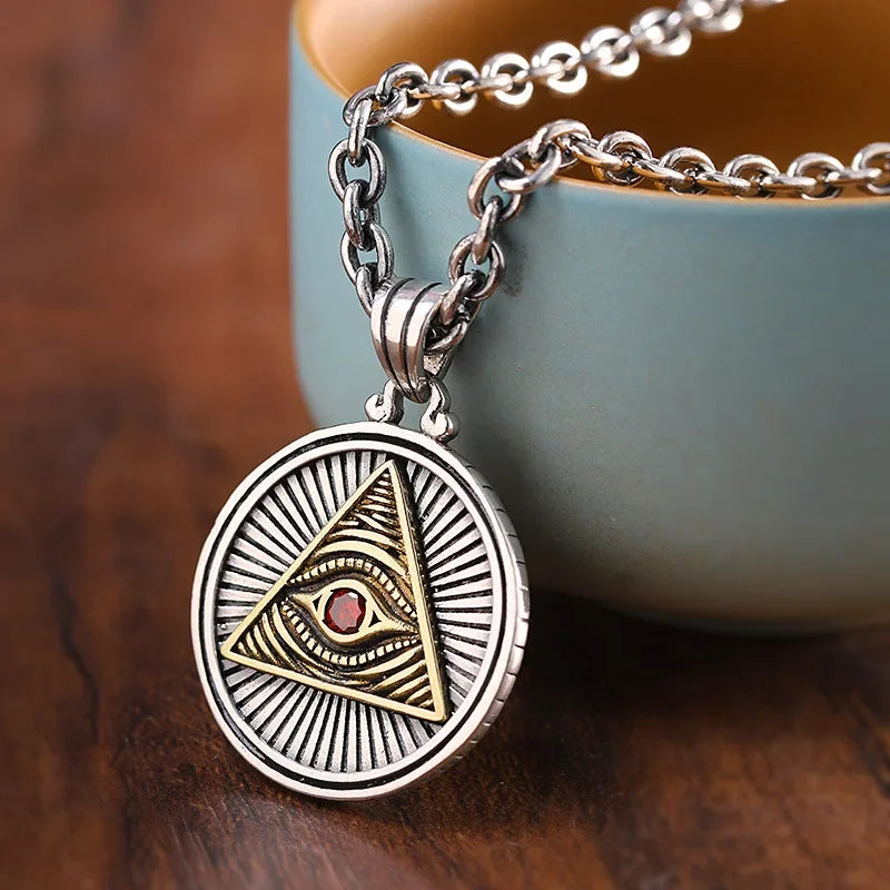 Eye of Horus, Eye of God Necklace, Rotatable Evil Eye Pendant, Men'S Trendy Retro Weird Egyptian Amulet Jewelry