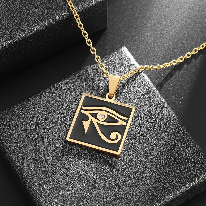 Eye of Horus, Eye of God Necklace, Rotatable Evil Eye Pendant, Men'S Trendy Retro Weird Egyptian Amulet Jewelry