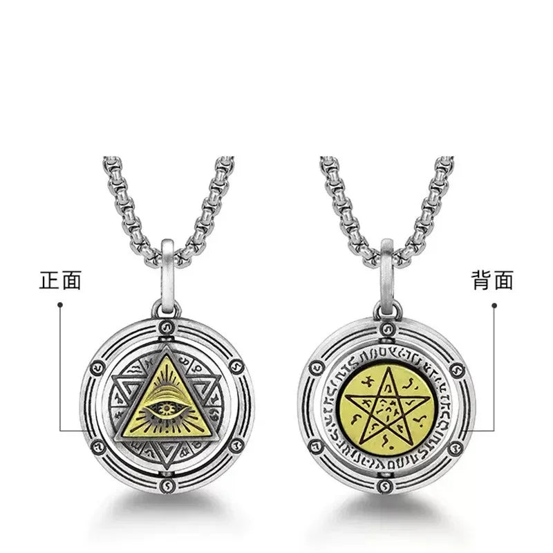 Eye of Horus, Eye of God Necklace, Rotatable Evil Eye Pendant, Men'S Trendy Retro Weird Egyptian Amulet Jewelry