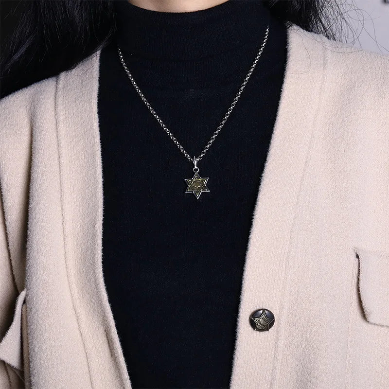 S925 Sterling Silver Charms Pendants for Women Men New Fashion 3D Hexagonal Star Personality Punk Jewelry Wholesale