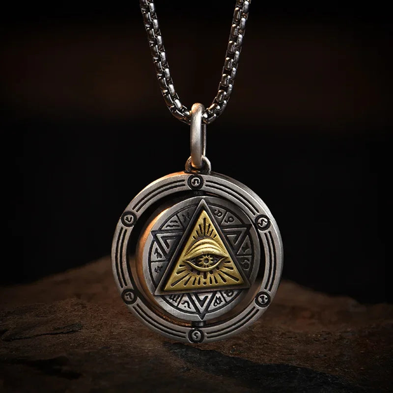 Eye of Horus, Eye of God Necklace, Rotatable Evil Eye Pendant, Men'S Trendy Retro Weird Egyptian Amulet Jewelry