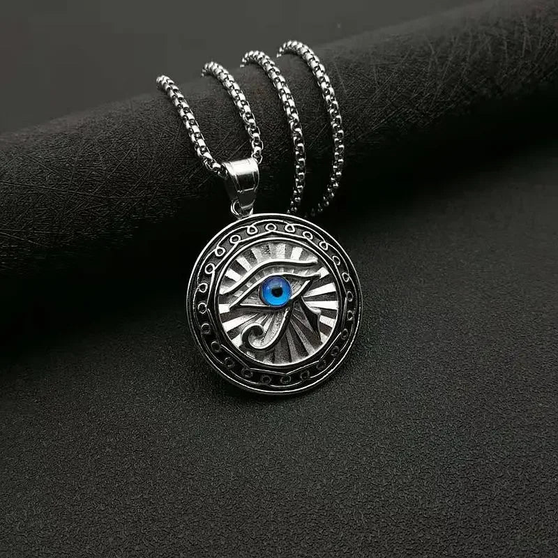 Eye of Horus, Eye of God Necklace, Rotatable Evil Eye Pendant, Men'S Trendy Retro Weird Egyptian Amulet Jewelry