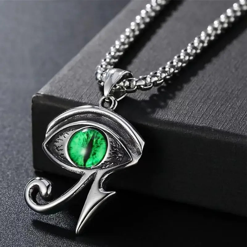 Eye of Horus, Eye of God Necklace, Rotatable Evil Eye Pendant, Men'S Trendy Retro Weird Egyptian Amulet Jewelry