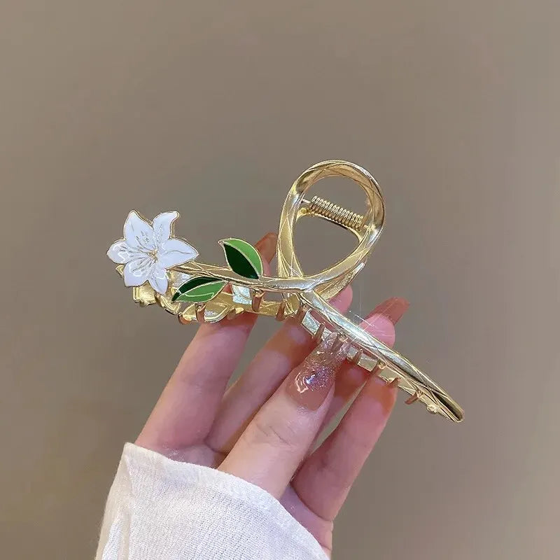 Fashion Cute Flower Alloy Hairclips for Women Adjustable Multicolour Metal Hairclip Party Everyday Jewlery