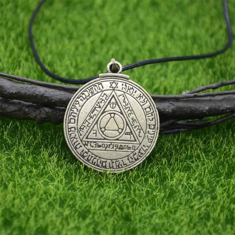 Double Side Key of Solomon Fourth Pentacle of Mercury Seal Pendant Necklace Wiccan Pagan Amulets Talismans Jewlery