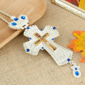 HTISOK Orthodox Jesus Crucifix Icon Pendant Cross Necklace for Church Spiritual Gift Religion Bishop Pectoral Cross Necklace