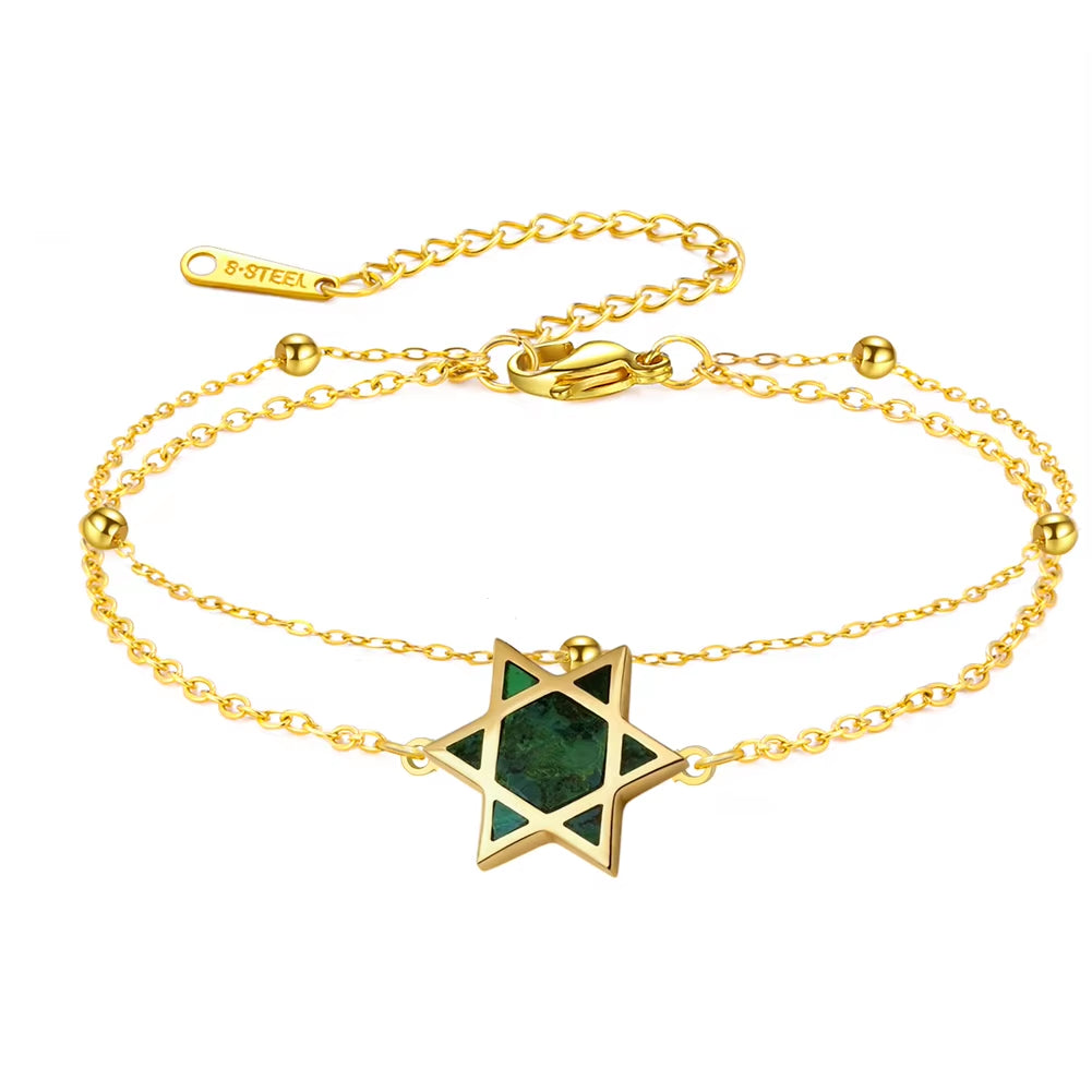 Star of David Bracelet for Women Jewish Magen David Eilat Stone Picture Adjustable Chain Protection Jewelry for Hanukkah