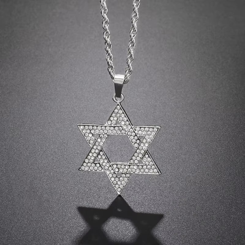 Men\'S High Quality Metal Gold Plated Star of David Masonic Pendant Necklace Classic Punk Religious Style Amulet Jewelry