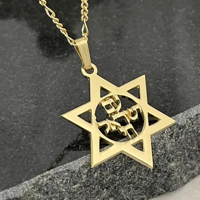 Customized Jewish Name Necklace Hebrew Name Jewish Name Necklace Star Hexagonal Necklace Jewelry Gift