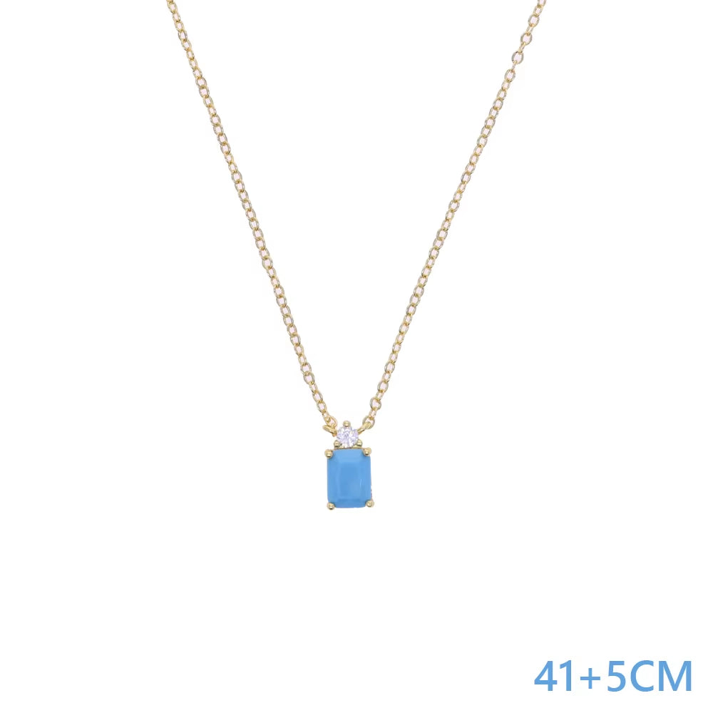 High Quality Geometric Fashion Jewelry Water Drop Shaped Turquoises Stone Delicate Necklace Gold Color Fashion Jewlery