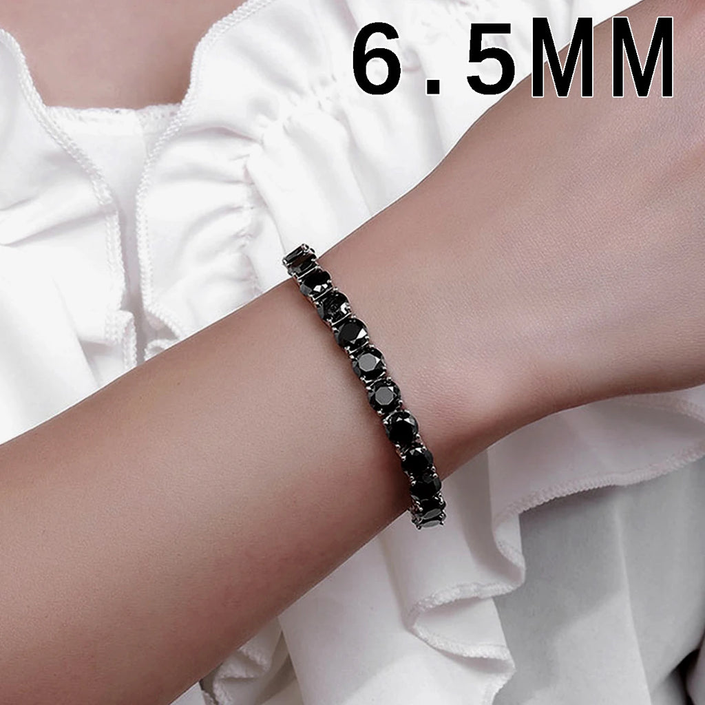 S925 Sterling Silver Black Moissanite Tennis Bracelet Full Paved Iced Out Hip Hop Street Style Unisex Luxury Jewelry Gift