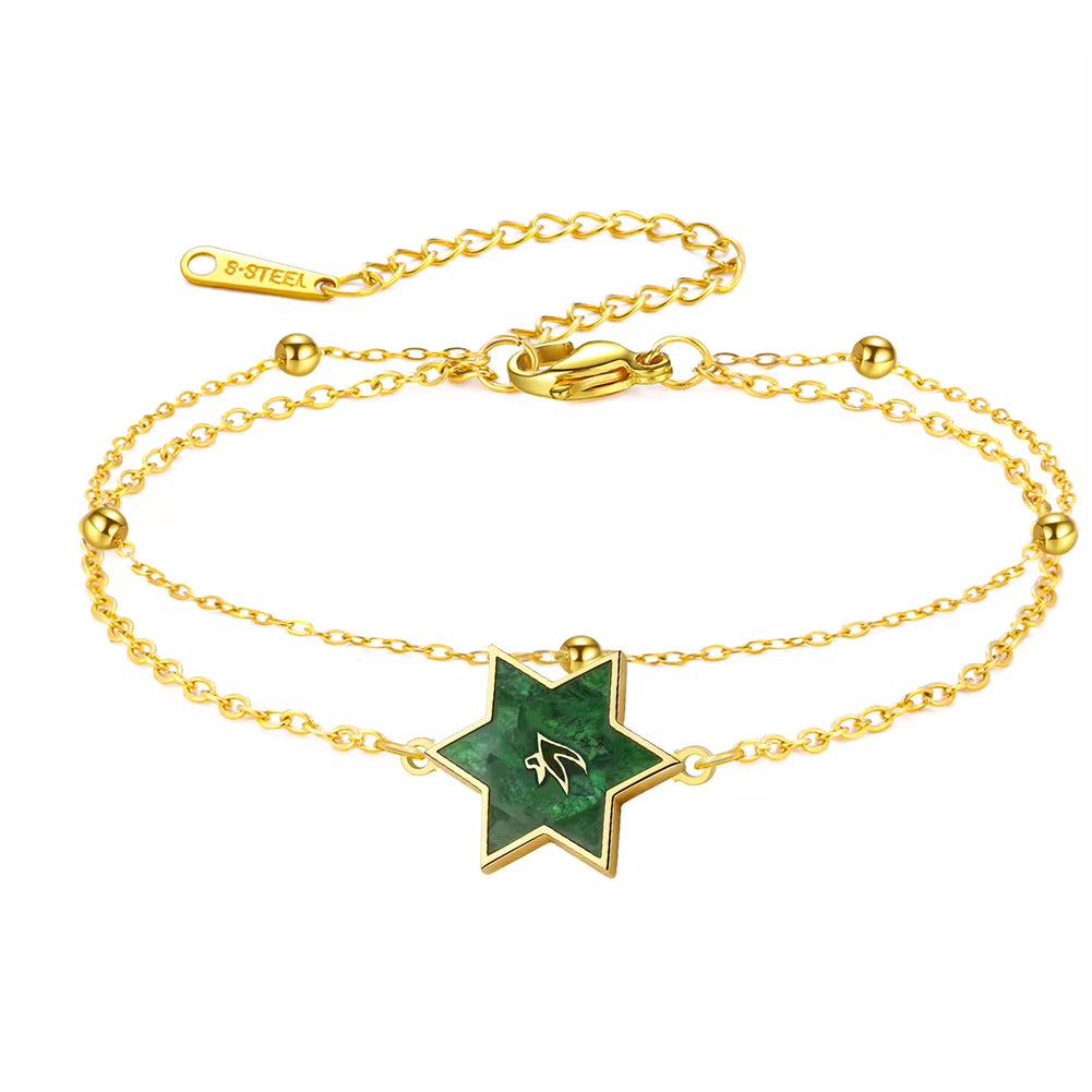 Star of David Bracelet for Women Jewish Magen David Eilat Stone Picture Adjustable Chain Protection Jewelry for Hanukkah