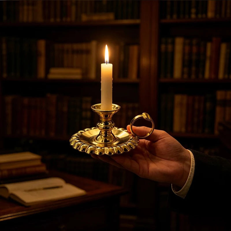 New Vintage Gold Plated Orthodox Handheld Candle Holder with Handle for Church Liturgy Home Altar Prayer Devotion Christian Gift