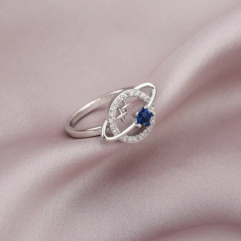 Design Star Earth Ring Wedding Engagement Rings for Women Mens Blue Crystal round for Women Jewlery Whole Sale