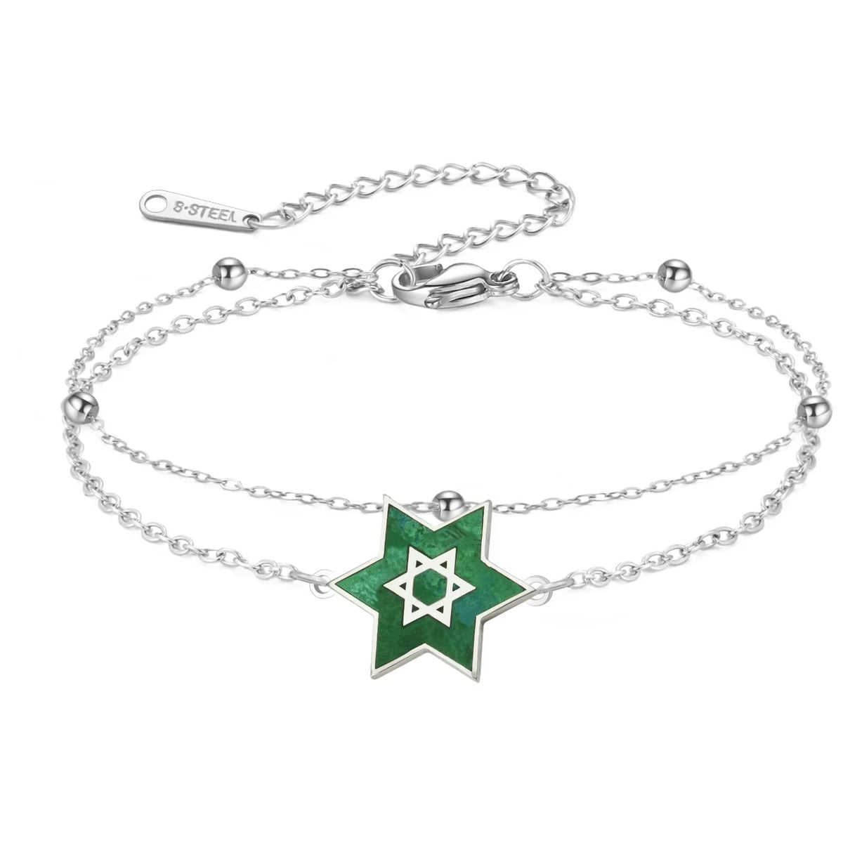 Star of David Bracelet for Women Jewish Magen David Eilat Stone Picture Adjustable Chain Protection Jewelry for Hanukkah