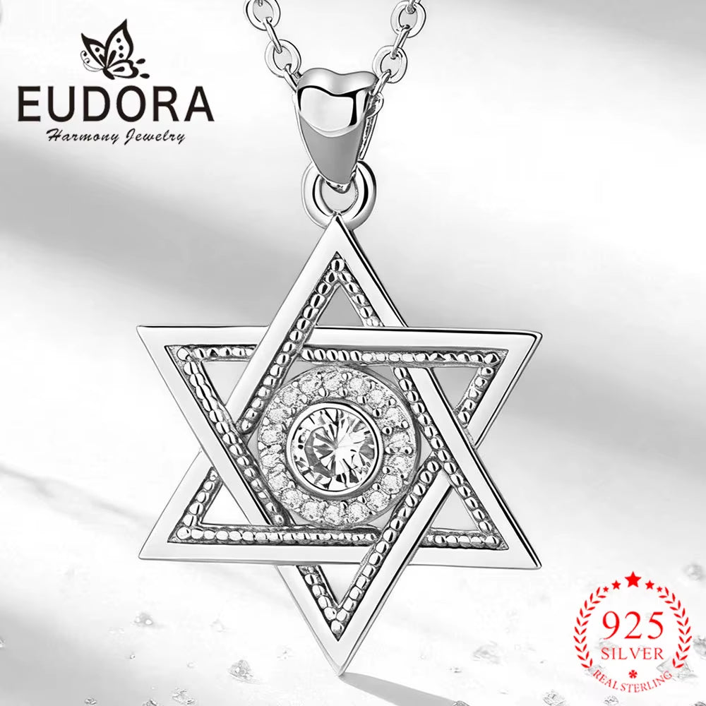 925 Sterling Silver Star of David Necklace Judaism Amulet Pendant Fine Zircon Religion Jewelry Festival Gift for Women