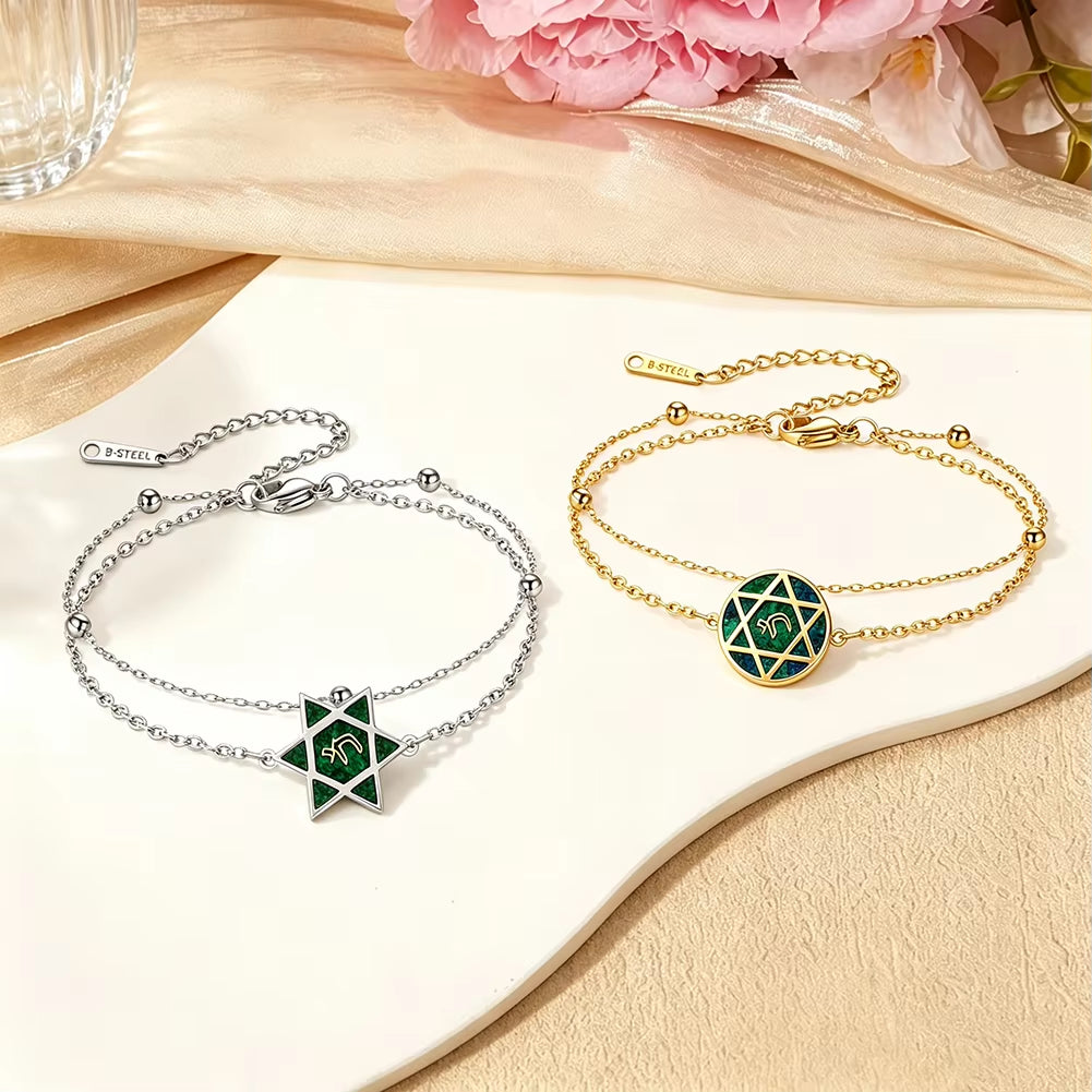 Star of David Bracelet for Women Jewish Magen David Eilat Stone Picture Adjustable Chain Protection Jewelry for Hanukkah