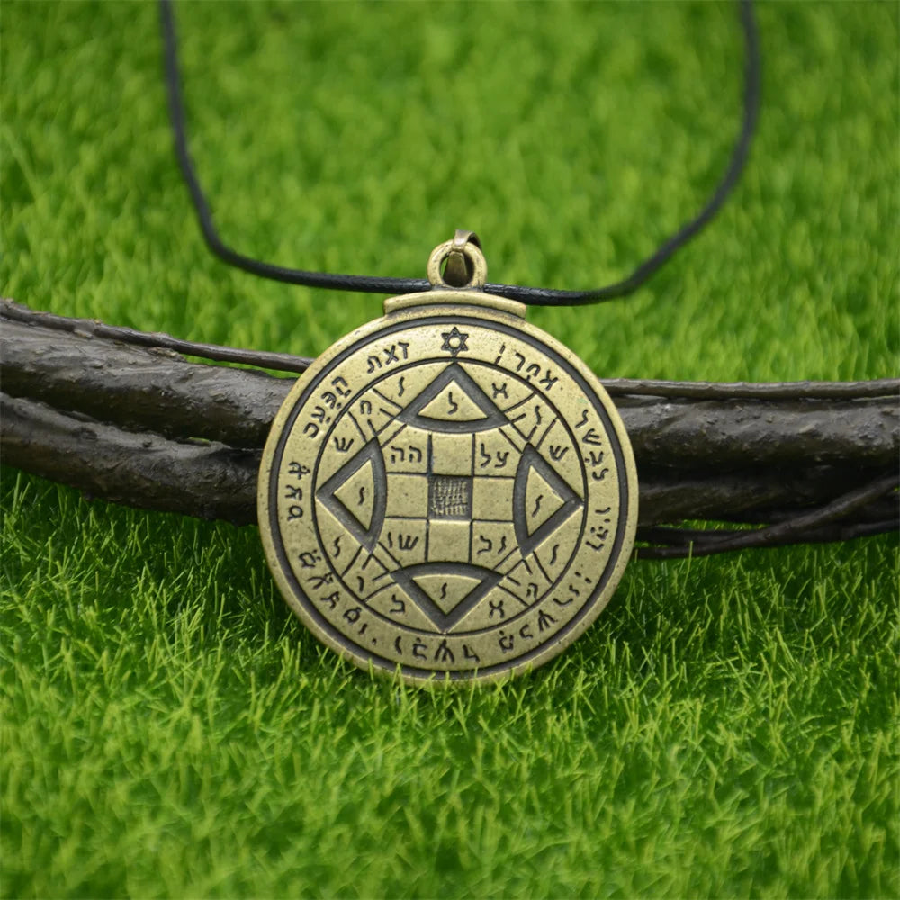 Double Side Key of Solomon Fourth Pentacle of Mercury Seal Pendant Necklace Wiccan Pagan Amulets Talismans Jewlery