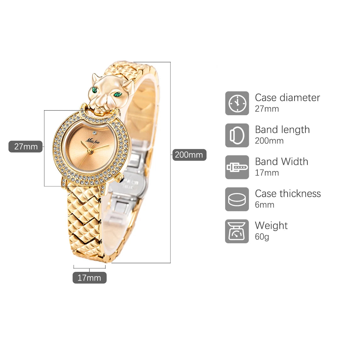 Leopard 3D Bling Diamond Quartz Women Watch Fashion Casual Ladies Watch Female Quartz Gold Watch Jewelry Women Clock