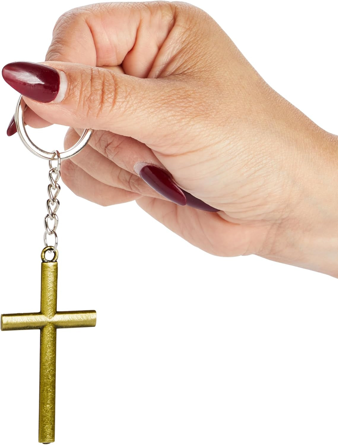 Cross Keychain Set - Bulk Metal Cross Keychain Party Favors - Christian Gift Ideas - Small, Zinc Alloy, 12-Pack, Silver, Gold & Copper