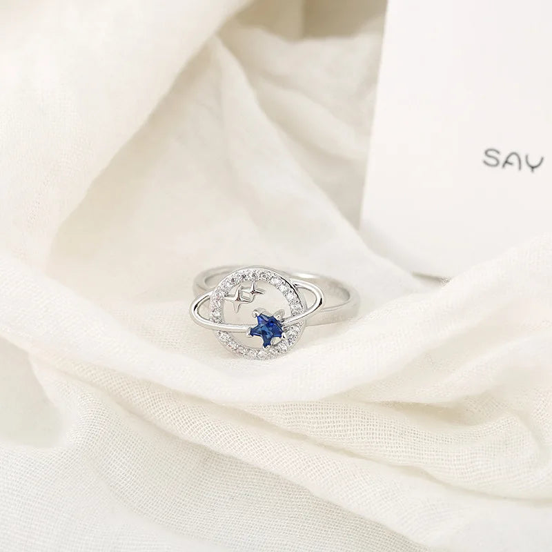 Design Star Earth Ring Wedding Engagement Rings for Women Mens Blue Crystal round for Women Jewlery Whole Sale