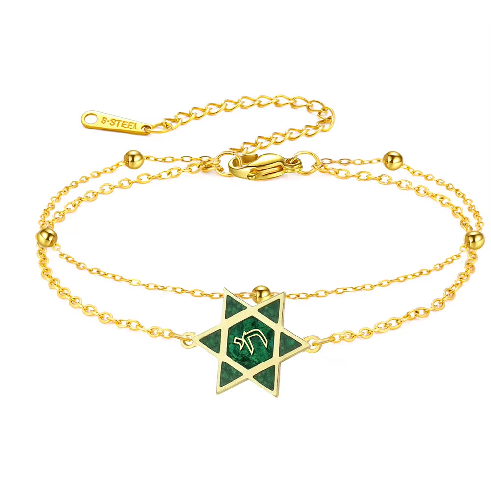 Star of David Bracelet for Women Jewish Magen David Eilat Stone Picture Adjustable Chain Protection Jewelry for Hanukkah