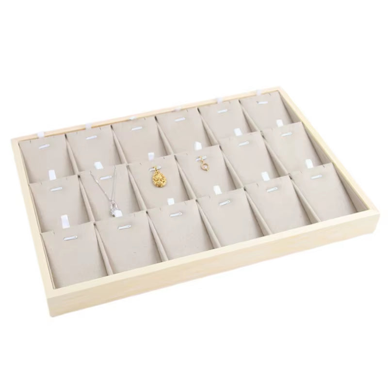 Wooden Green/Unqiue Beige Vevlet Case Necklace Organizer Jewlery Packaging Gift Box Ring Earring Holder Bracelet Stand Wholesale
