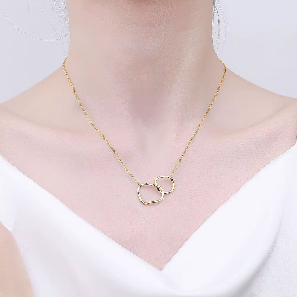 Silver Necklace for Women Circle Shape Gold Plated Trendy O Chain Chocker Chirstamas Gift Fine Jewlery