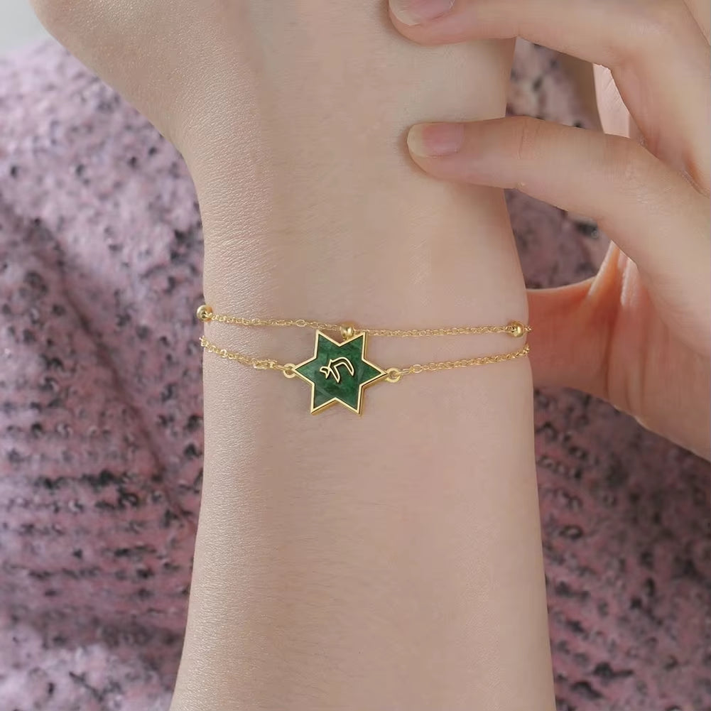 Star of David Bracelet for Women Jewish Magen David Eilat Stone Picture Adjustable Chain Protection Jewelry for Hanukkah