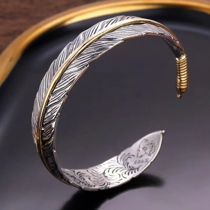 Retro Punk Koi Fish Engraved Pattern Bracelet Suitable for Men and Women Good Luck Trendy Open Bracelet Jewelry Gift