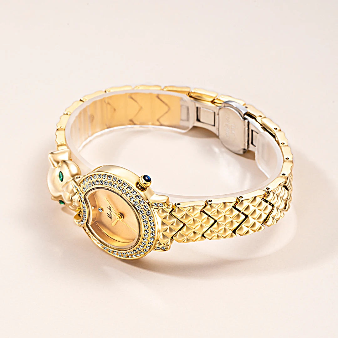 Leopard 3D Bling Diamond Quartz Women Watch Fashion Casual Ladies Watch Female Quartz Gold Watch Jewelry Women Clock