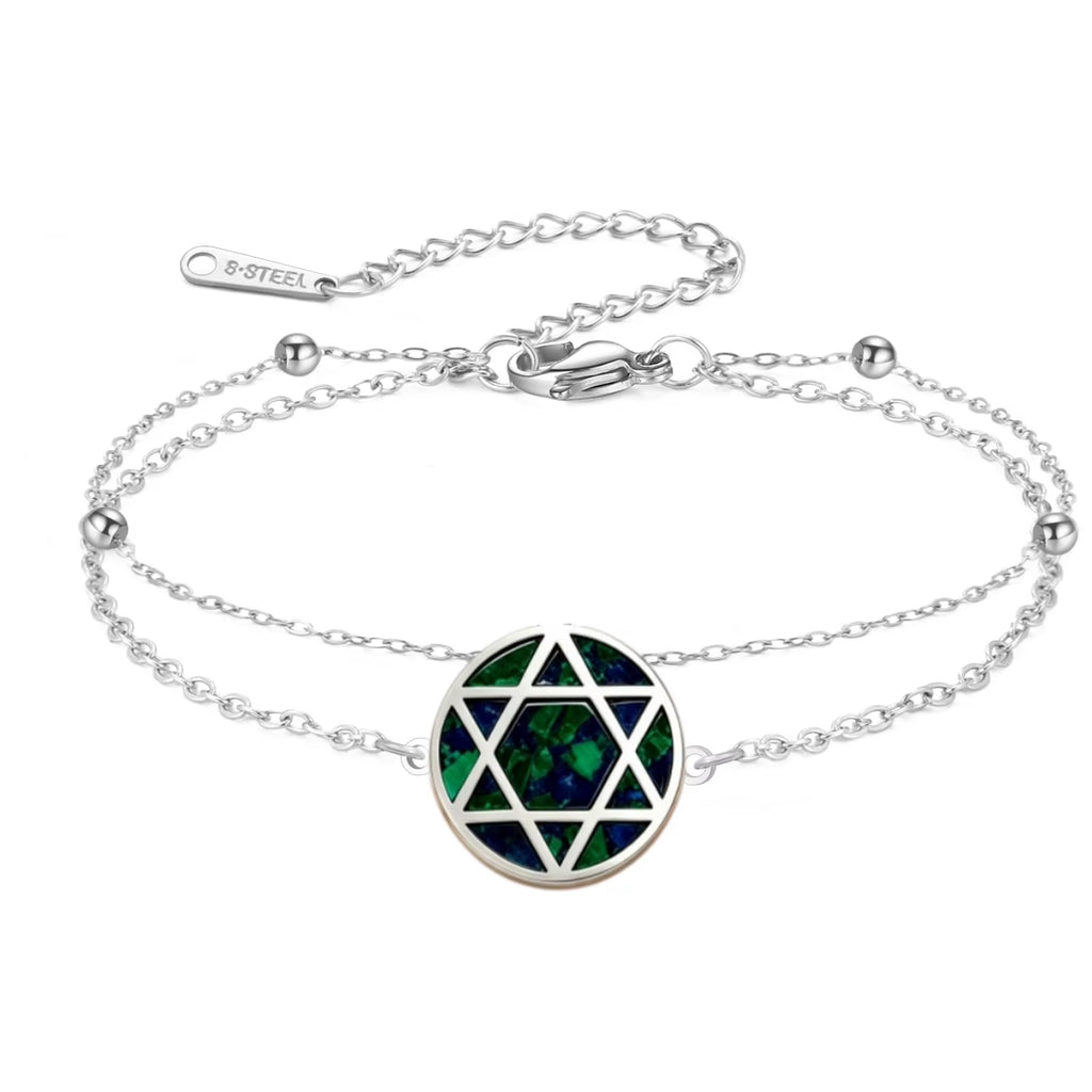 Star of David Bracelet for Women Jewish Magen David Eilat Stone Picture Adjustable Chain Protection Jewelry for Hanukkah