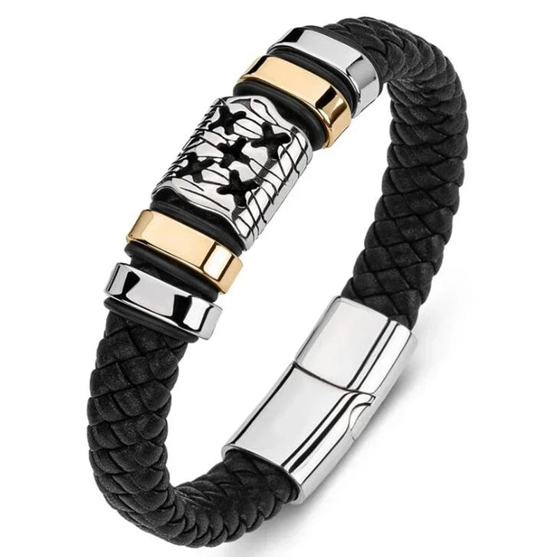 Fashion Star of David Multilayer Leather Braided Bracelet with Magnetic Clasp Men\\\\\\\'S Vintage Judaica Amulet Jewelry