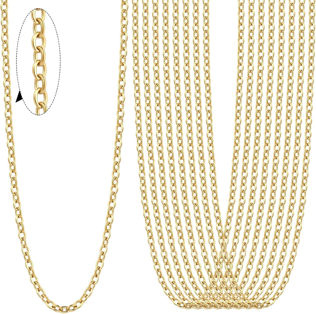 24PCS Gold Necklace Chain for Jewelry Making Stainless Steel Necklace Bulk