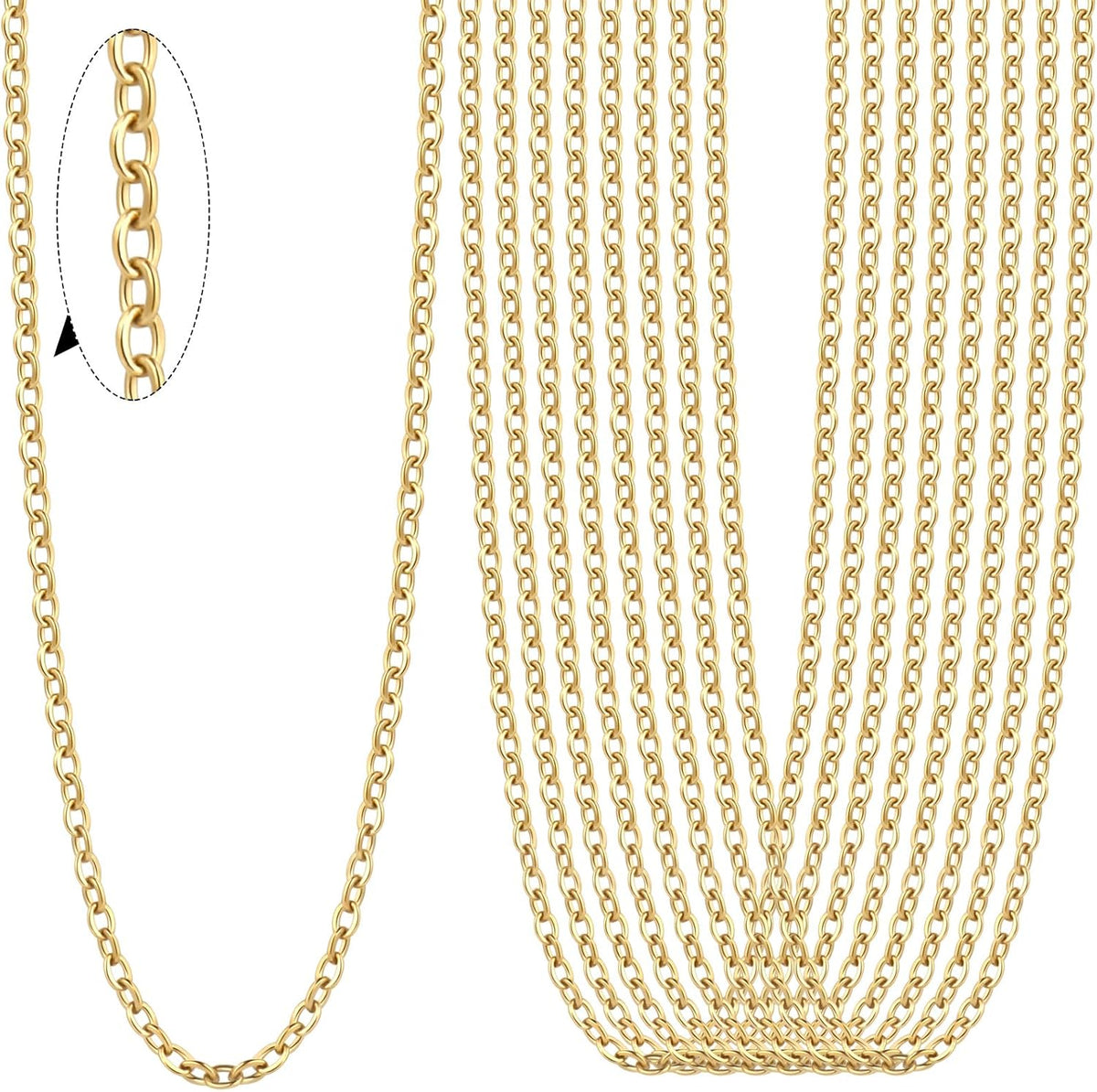 24PCS Gold Necklace Chain for Jewelry Making Stainless Steel Necklace Bulk