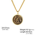 St. Michael Archangel Necklace Vintage Embossed Brass Medal Necklace Catholic Protection Amulet Men Religious Pendant Jewelry