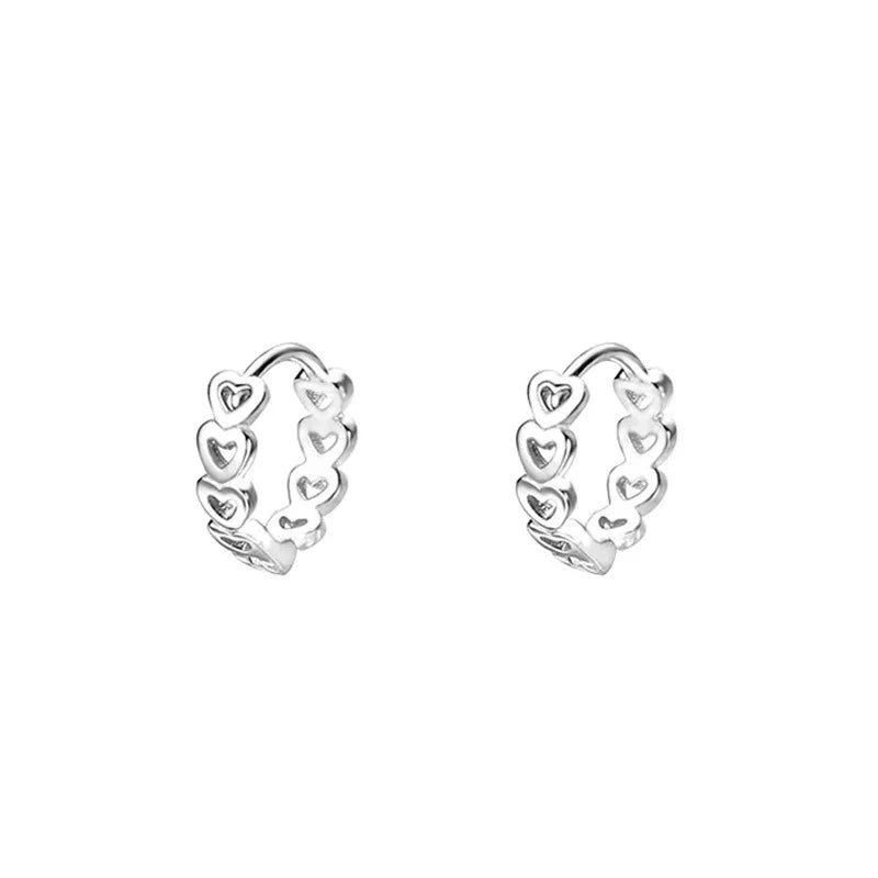 Silver Color Simple Hollow Out Heart-Shape Chain Earrings for Women Fashion High-Quality Elegant Jewlery
