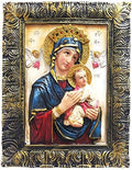 Del Perpetuo Socorro Our Lady of Perpetual Help Portrait Photo Picture Frame Mother of Perpetual Help Pendant (12 Inch)