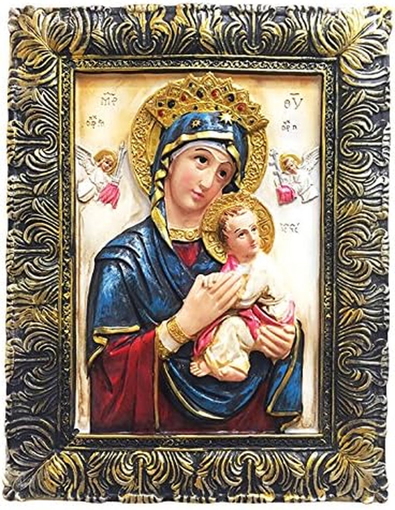 Del Perpetuo Socorro Our Lady of Perpetual Help Portrait Photo Picture Frame Mother of Perpetual Help Pendant (12 Inch)