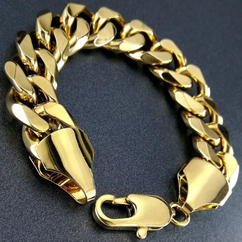 Yellow Gold Color Noble Mens Bracelet Chain Gift Jewelry B163