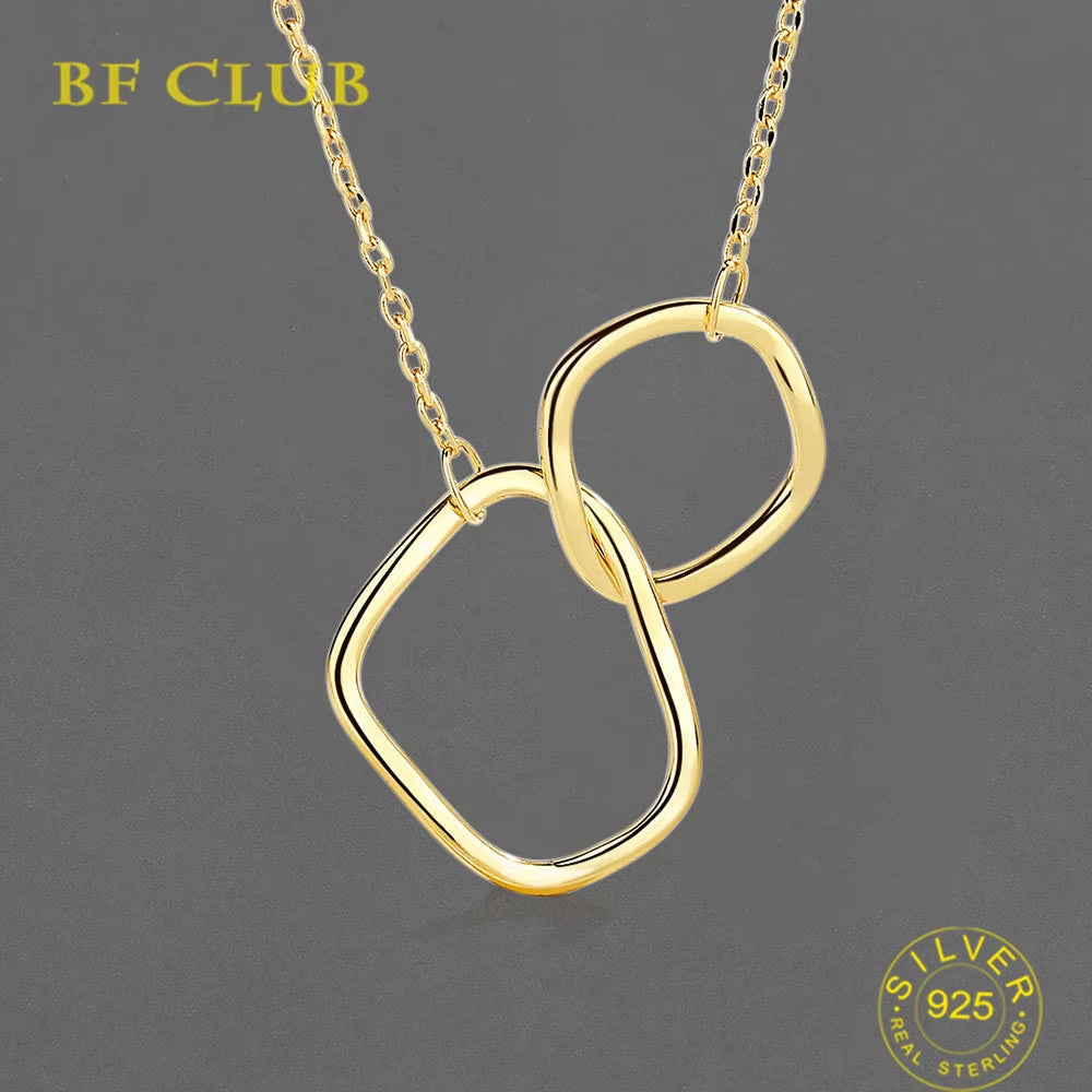 Silver Necklace for Women Circle Shape Gold Plated Trendy O Chain Chocker Chirstamas Gift Fine Jewlery