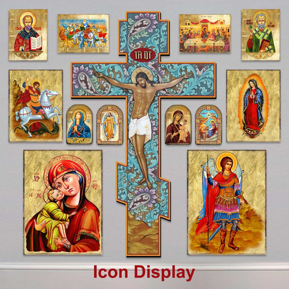 Holy Family Wooden Gold Plated Religious Christian Sacred Icon - Inspirational Icon Decor - 86050