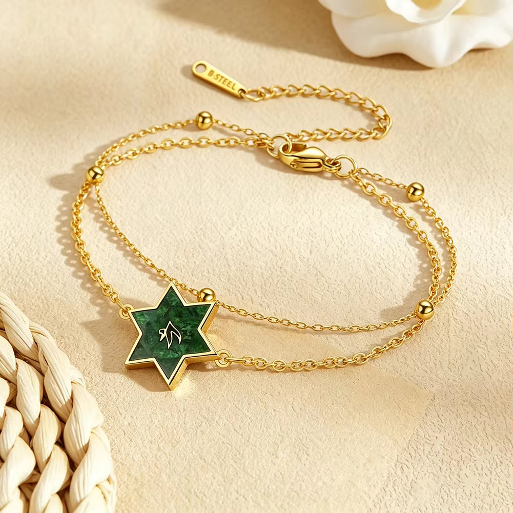 Star of David Bracelet for Women Jewish Magen David Eilat Stone Picture Adjustable Chain Protection Jewelry for Hanukkah