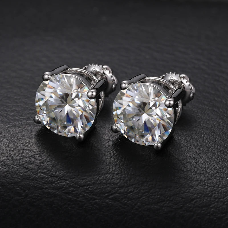 9Mm 3CT Moissanite Stud  Men Fine Jewlery 925 Sterling Silver Shining Wedding Engagement Ear Jewelry Girl Gift