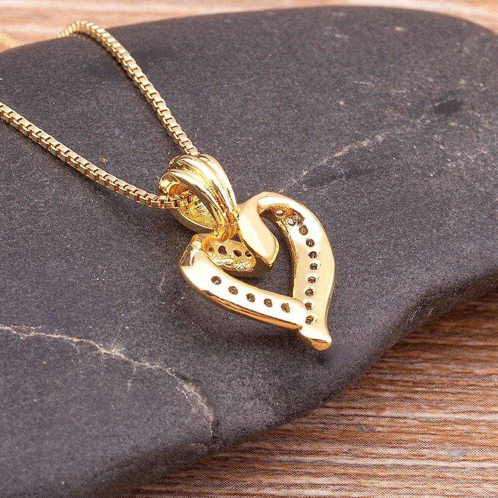 Fashion Creative Spiral Design Heart Pendant Necklace for Women Lovers Clavicle Chain Chocker Female Cute Zircon Jewelry