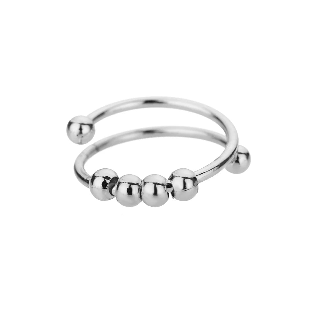 Vintage Beads Rings Finger for Women Rotate Freely anti Stress Anxiety Single Ring Coil Spiral Beads Rotate Jewlery Gift Femme