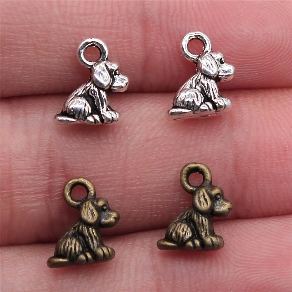 10Pcs 10X7Mm Sitting Dog Charm Cute Small Dog Charms DIY Sitting Dog Small Charms for Jewlery Making